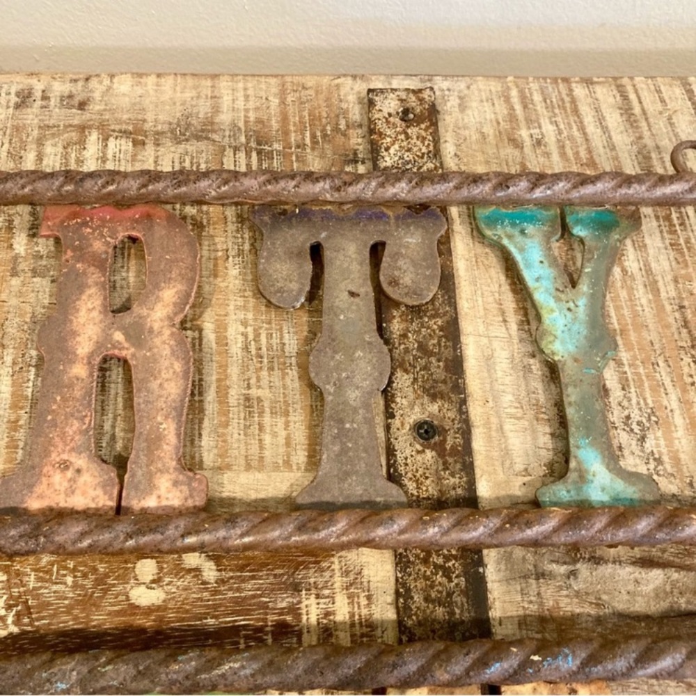 Party Barn Sign Rusty Metal Rebar Western Country Rustic Decor - Picture 11 of 16